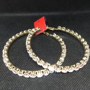 Hoop rhinestone gold plated earrings. New